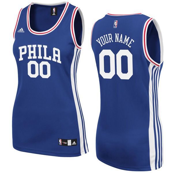 Women Philadelphia 76ers Adidas Royal Custom Replica Road NBA Jersey